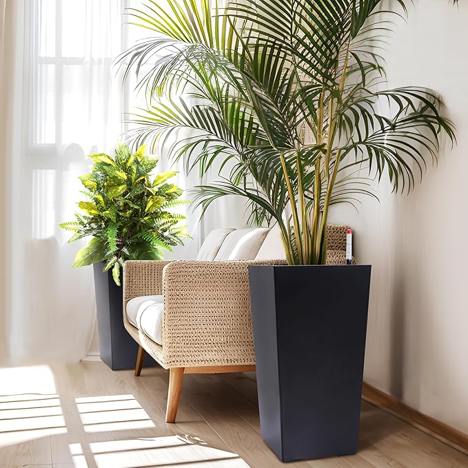 Garvee 22.5" Tall Planters Set of 2, Outdoor＆Indoor Planter Pots | High Front - Image 3