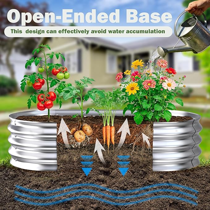 Galvanized Raised Garden Bed Outdoor, Easy Assemble Bottomless Small Oval Plant - Image 4