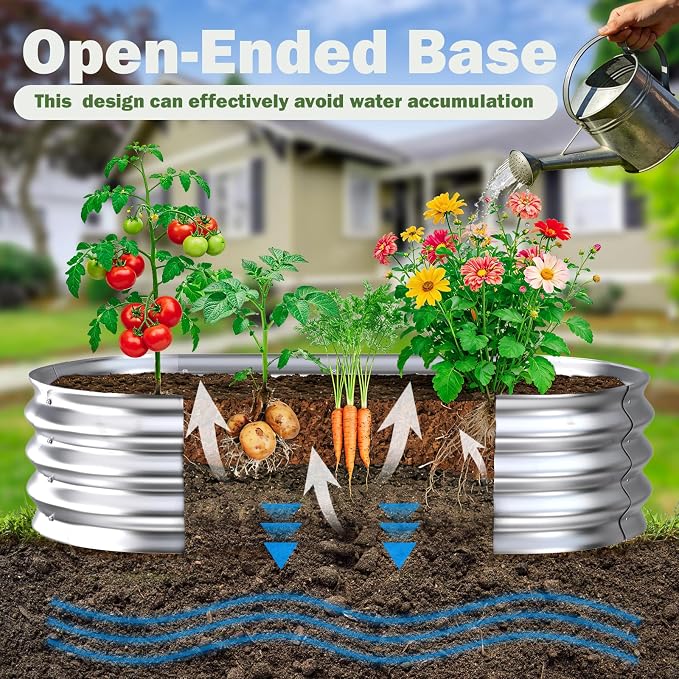Galvanized Raised Garden Bed Outdoor, Easy Assemble Bottomless Small Oval Plant - Image 4