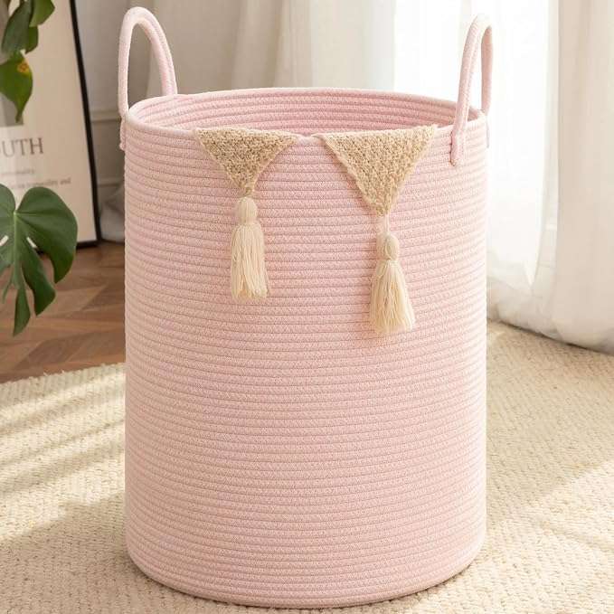 OIAHOMY 60L Nursery Hamper Laundry Basket Laundry Hamper Pink | collapsible by MasterofSpaceOptimization