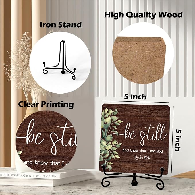 Inspirational Christian Desk Decor, Be Still And Know That I Am God Rutsic Sign - Image 2