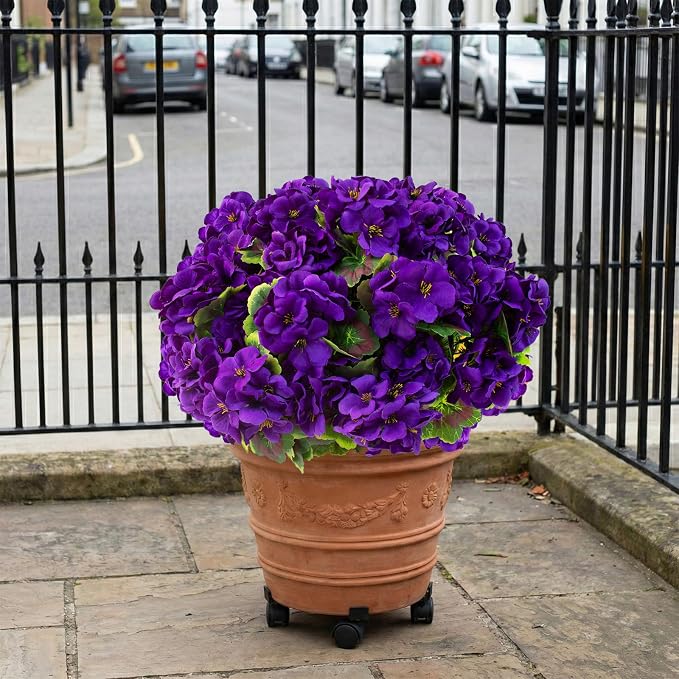 lovemoon 16 Pcs Artificial Geranium Plant Realistic Purple Silk Flowers - Image 5