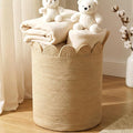 LemonRoad Round Woven Basket Brown, Cotton Rope Scalloped Edge Tassels by Unknown