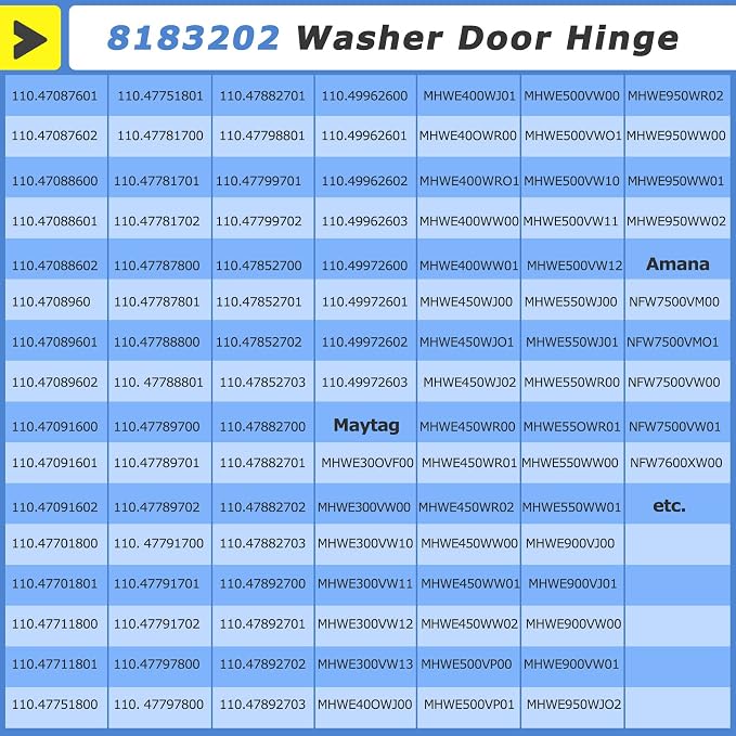 New WP8183202 Washer Door Hinge Replacement Washer Parts - Image 9
