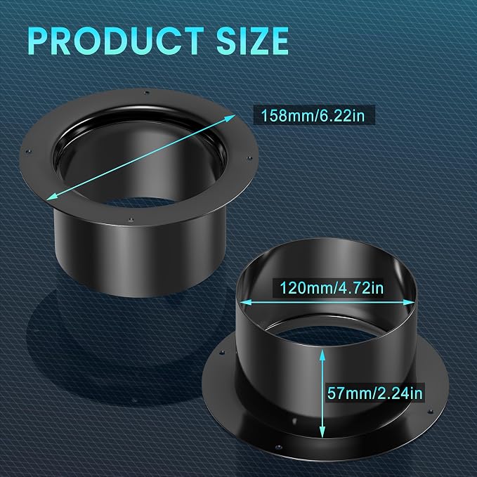 5 Inch Duct Connector, HG Power 125mm Plastic Straight Pipe Flange - Image 3