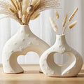 White Ceramic Flower Vases Table Decor Heart Shaped Vase Set of 2 | Nordic by Zormon