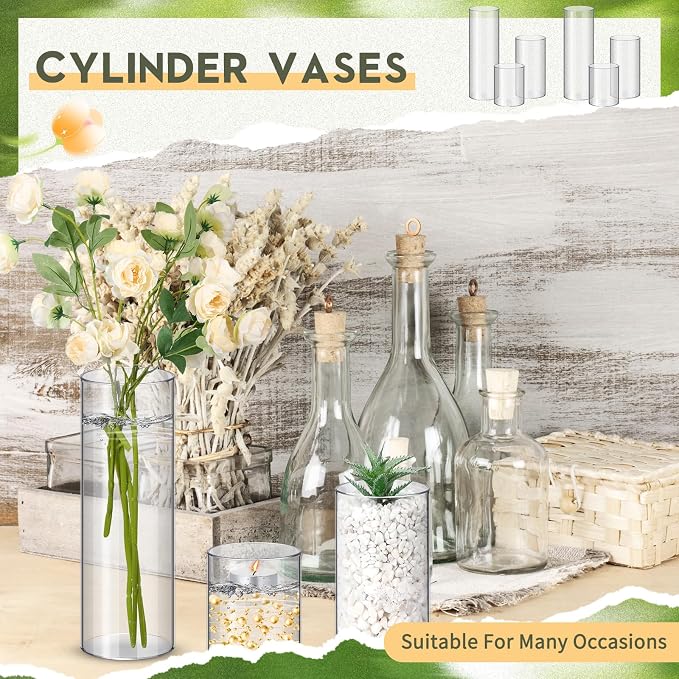Nuogo Plastic Cylinder Vases Tall Plastic Flower Vases - Image 6