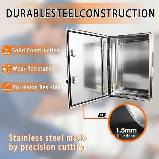 NBCYUNER Stainless Steel Electrical Enclosure 24x24x12 Inch NEMA 4X Enclosure - Image 3