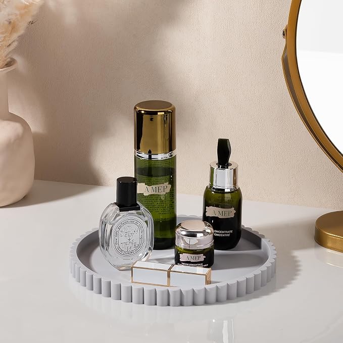 Round Bathroom Tray Perfume Organizer Coffee Table Decor, Heat-Resistant - Image 5