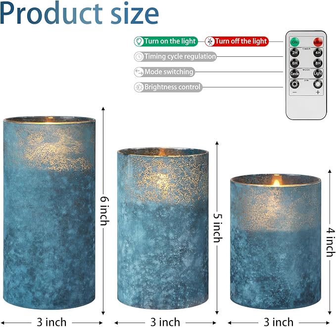 ANGELLOONG Blue Candles, Flickering Flameless Candles - Image 3