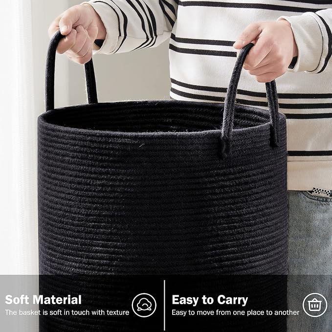 YOUDENOVA Woven Rope Laundry Hamper Basket, 58L Blanket Basket - Image 4