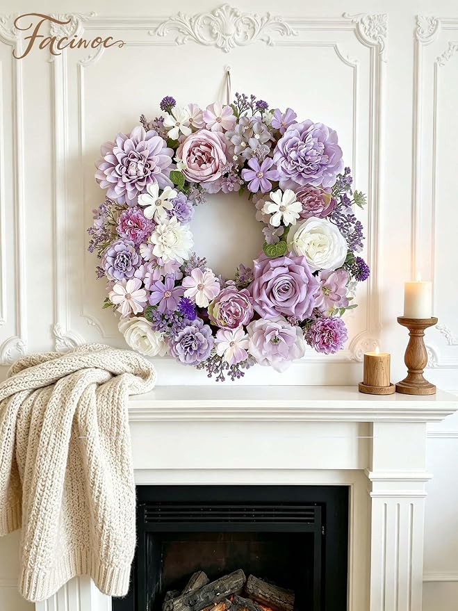 FACINOC Roses Artificial Flowers Purple Mix Silk Flower Dahlia Bulk Box Set | - Image 6