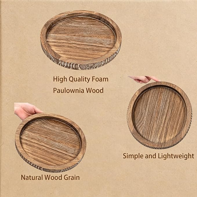 11 Inches Round Wooden Tray Decor, Round Wood Tray - Image 6