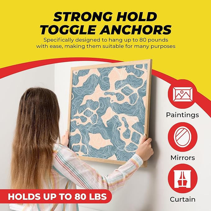 Heavy Duty Drywall Anchors and Screws Kit Including Toggle Anchors & Screws - Image 2