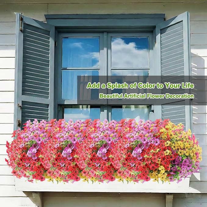 Artificial Flowers Fake Plants for Outdoors Summer Decoration | 13 Bundles Silk - Image 7