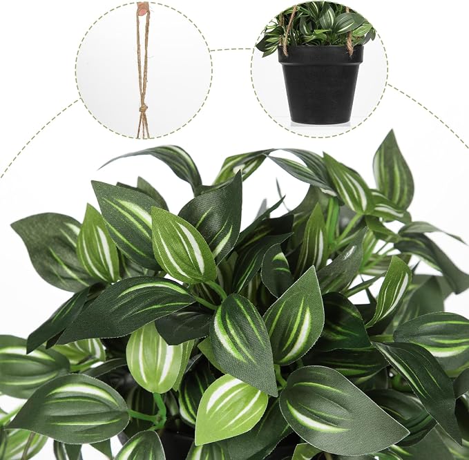 Briful Artificial Hanging Plants in Black Pot 17.7" Lifelike Trailing Faux - Image 3