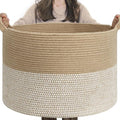 INDRESSME XXXLarge Woven Wicker Blanket Basket Living Room White Jute, 90L | by INDRESSME