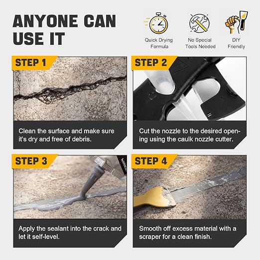 Concrete Crack Filler 2-Pack Oil-Based Self-Leveling Concrete Sealant Gray | - Image 6