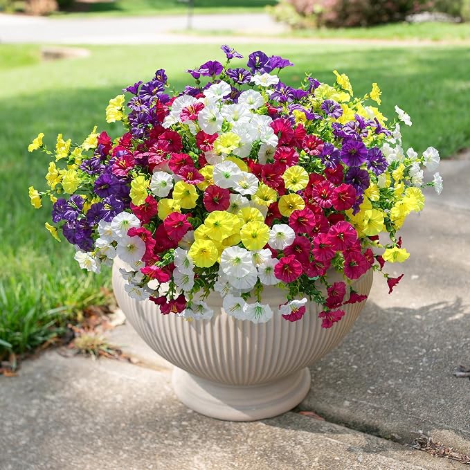 Artificial Flowers for Outdoors Fake Plants Outside Decoration, 12 Bundles Silk - Image 8