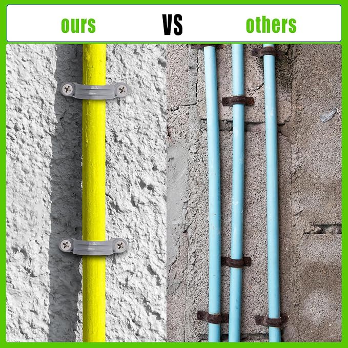 1-1/4 Inch PVC Pipe Strap, 2-Holes Conduit Pipe Clamps Plastic Pipe Supports - Image 5