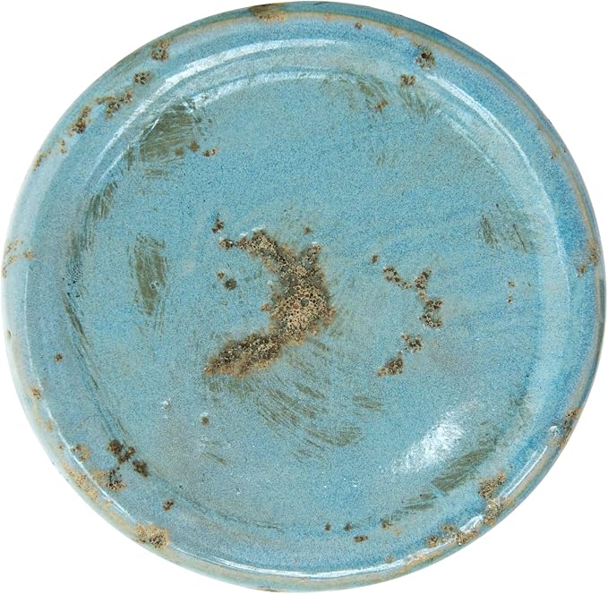 Creative Co-Op Large Distressed Blue Terracotta Pillar Candle Holder, 5.5" W x - Image 6