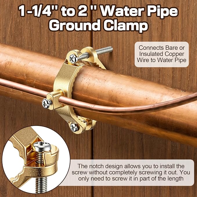 Feekoon 3 Pcs 1-1/4" to 2" Ground Clamp, #10 to #2 Wire Range | Copper Alloy - Image 5