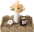 StorageWorks Rectangular Wicker Scalloped Tray, Rattan Scalloped Basket | by StorageWorks