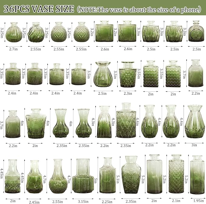 36Pcs Bud Vases Set Small Vintage Glass Bottles Bud Vases in Bulk Multiple - Image 2