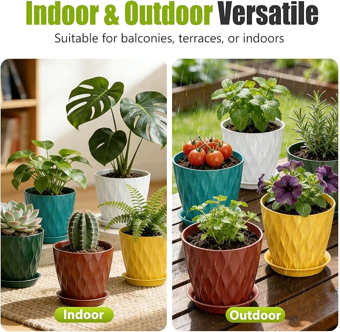 8 Inch Plastic Plant Pots, Planters - Image 3