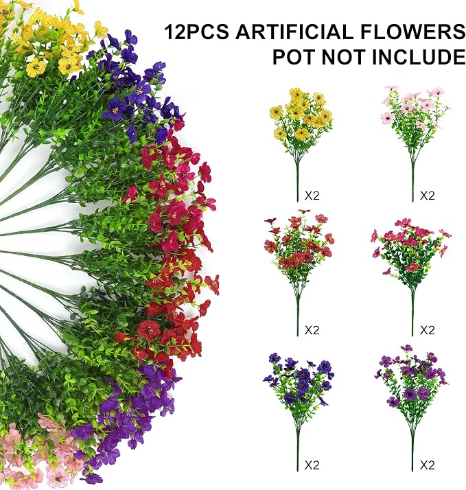 Artificial Faux Flowers Plants for Outdoors Outside Spring Summer Decoration - Image 4