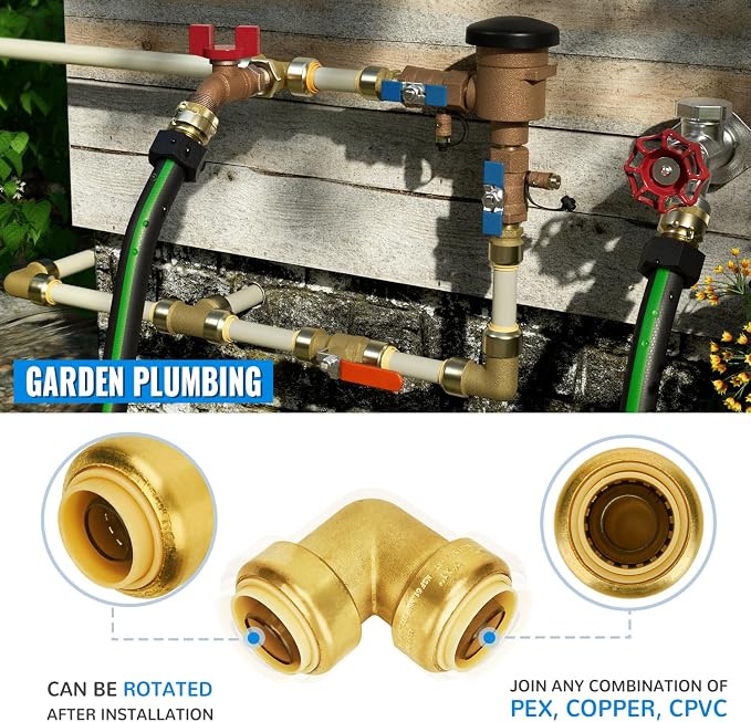 1 Inch Elbow, 90-Degree Plumbing Fitting, 2 Pack | Brass Push-to-Connect Pipe - Image 4