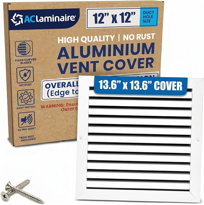 12x12 Aluminum Wall Ceiling Air Return Vent Cover HVAC Rustproof Grille by ACLAMINAIRE