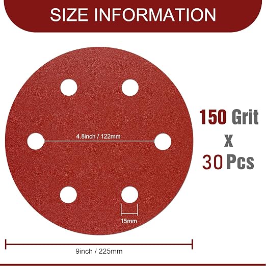9 Inch Sanding Disc 150 Grit Hook and Loop Sandpaper - Image 2