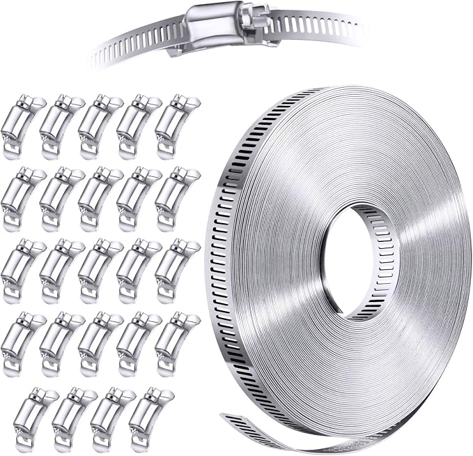 Stainless Steel Worm Gear Hose Clamp Assortment Kit, Cut-To-Fit | DIY 50FT by Steelsoft