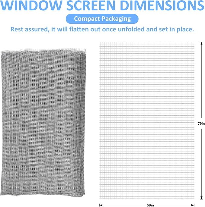59"x79" Window Screen Mesh, Fiberglass Window Screen, Screen Door Mesh - Image 2