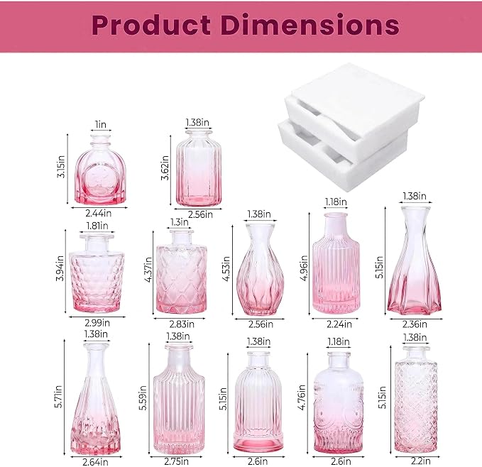 Mini Bud Vases Centerpieces for Tables, Small Flower Vases Suitable for - Image 2