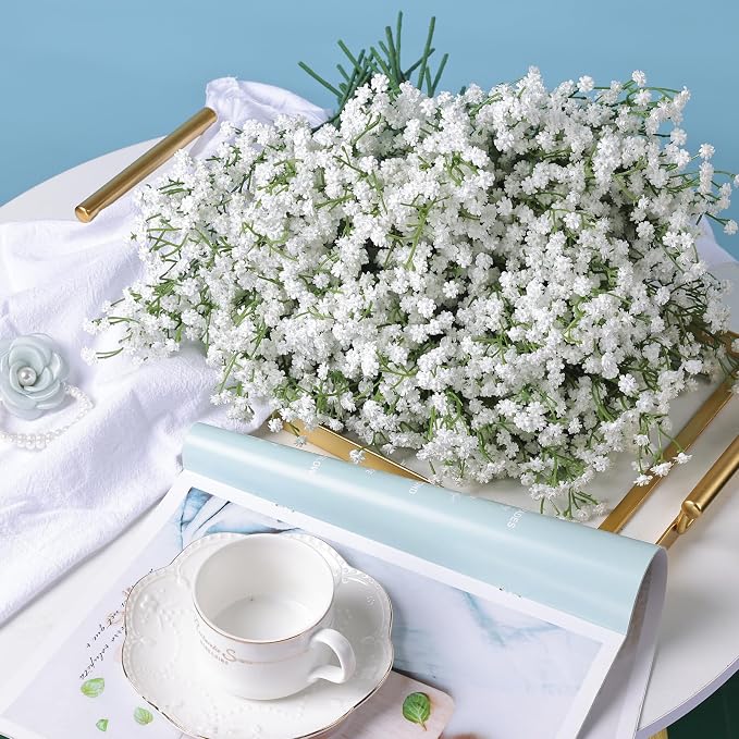 21'' Babys Breath Artificial Flowers 18 Pcs White Gypsophila Faux Flowers | - Image 2