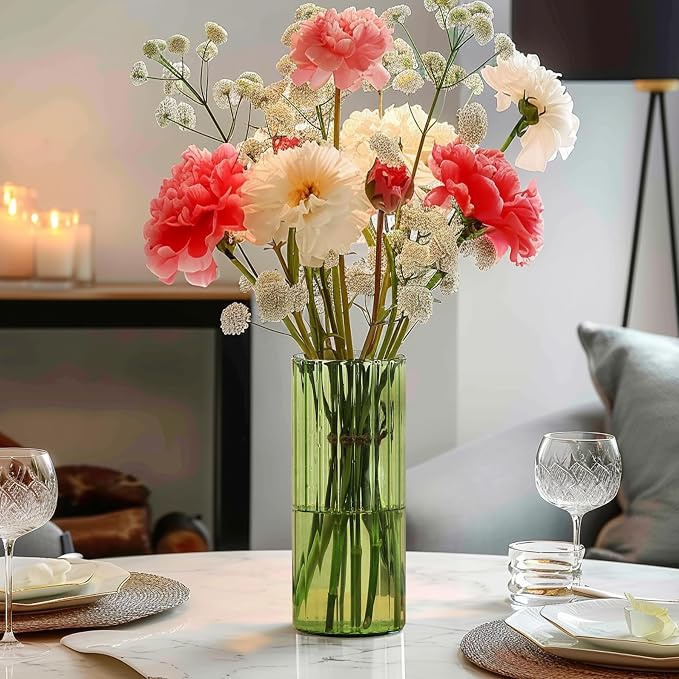 ComSaf Glass Cylinder Vase 8 Inch Tall, Hurricane Floating Candle Holder - Image 2