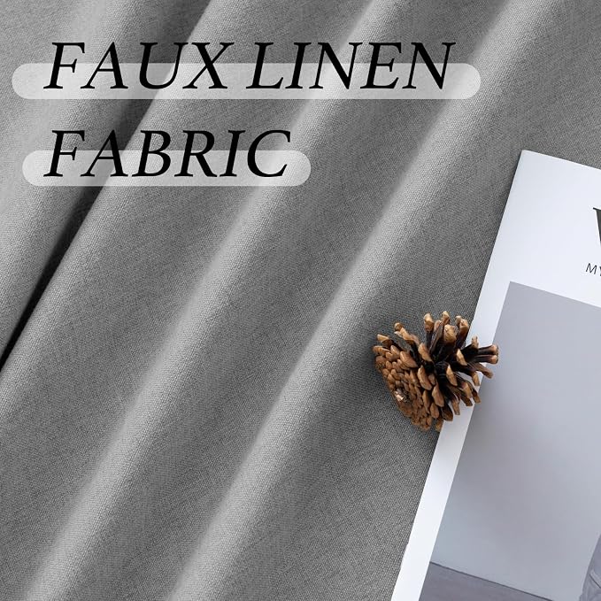 H.VERSAILTEX Soft Faux Linen Curtains 63 Inch Length 2 Panels - Image 5