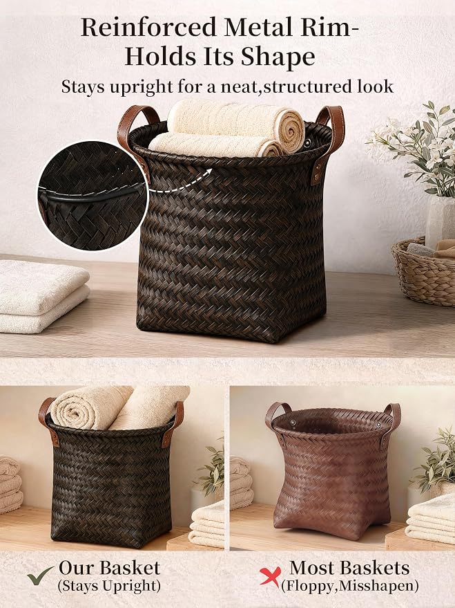 Wicker Storage Baskets, 4 Pack Woven Baskets - Image 4