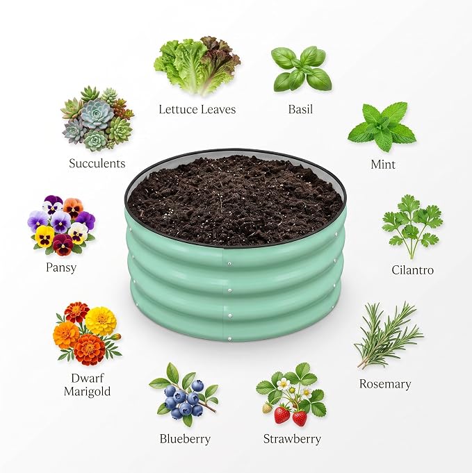 2x2x1ft Round Galvanized Raised Garden Bed Kit Outdoor, Metal Planter Box - Image 5