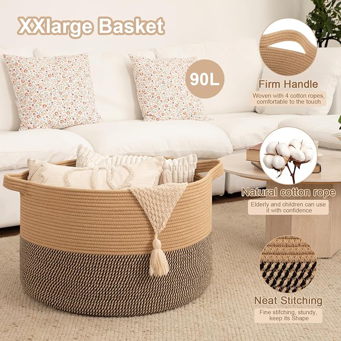 OIAHOMY 90L XXXLarge Blanket Basket - Image 4