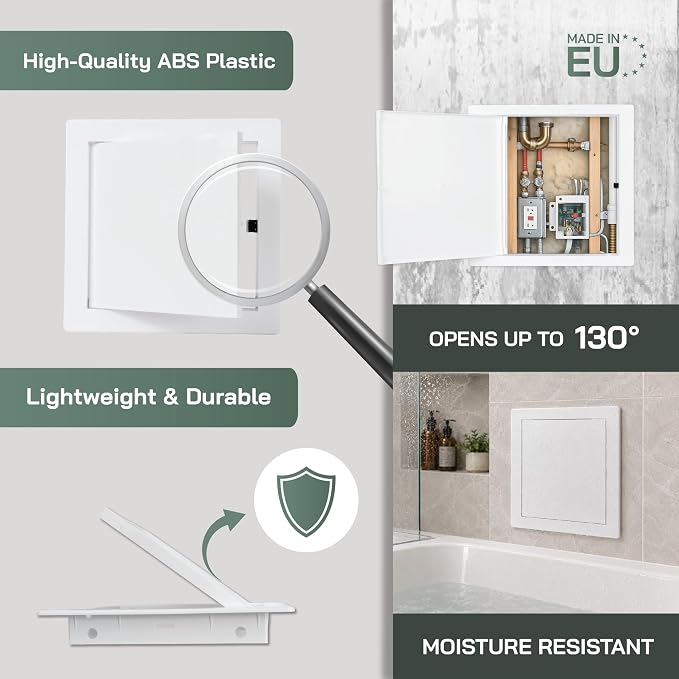 Vent Systems 6" x 6" Push-to-Open ABS Access Door – White Plastic Access Panel - Image 4