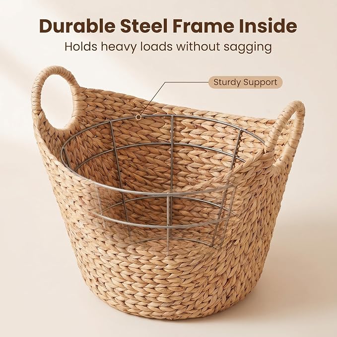 Extra Large Water Hyacinth Woven Storage Basket – Boat-Shaped - Image 5
