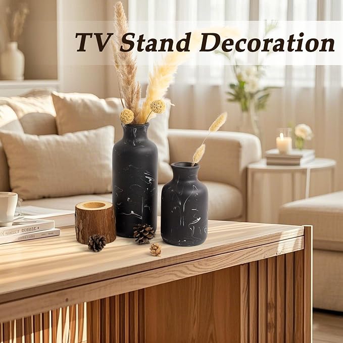 Resin 3 Piece Decorative Vase Set, Mantel and Shelf Decor. Boho Style Vases - Image 5