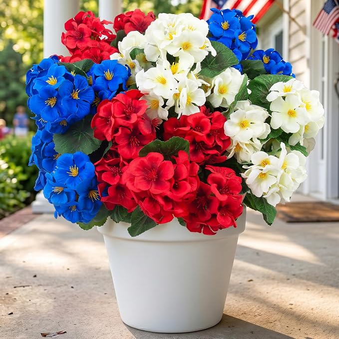Hananona 6 Pcs Artificial Geranium Flowers by HANANONA