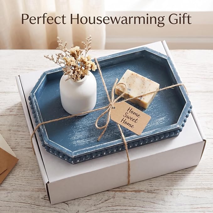 Hrastany Blue Wood Deocrative Tray, Coffee Table Tray - Image 5