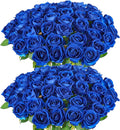 Hananona 50 Artificial Roses in Bulk, Fake Silk Roses Realistic Blue Roses by HANANONA