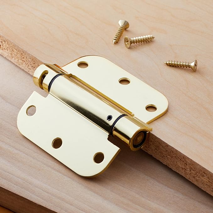 Amazon Basics Self-Closing Door Hinge, 3.5 Inch x 3.5 Inch, Polished Brass - Image 6