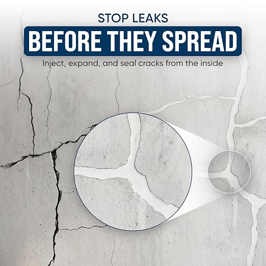 Concrete Crack Injection Kit DIY Basement Wall Crack Repair Polyurethane Leak - Image 7